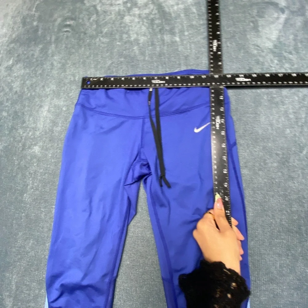 Nike Dri Fit Capri Leggings Womens Small Purple Stretch Running Zipper Pocket